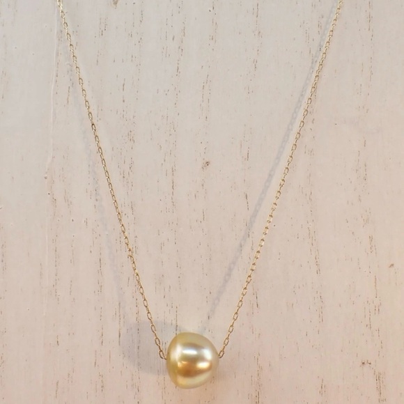 DESIGNER ARTISIAN TEN THOUSAND THINGS 10K HUGE GOLDEN PEARL NECKLACE - Picture 6 of 8